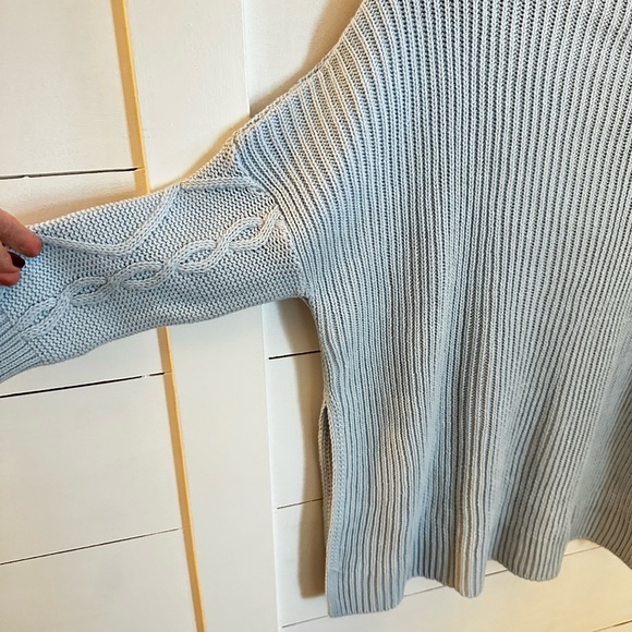 NWT MERSEA LIBSON TRAVELER OS sky blue Mock knit soft cozy acrylic coastal boho - Picture 13 of 14